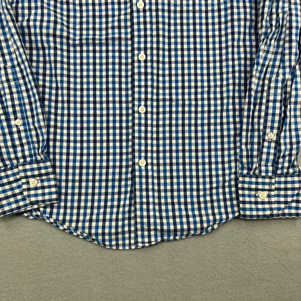 J.Crew Mens‎ Slim Fit Gingham Button Down Shirt Blue White Size S